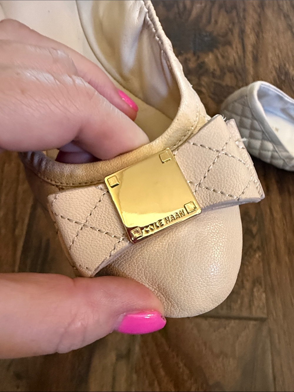 Cole Haan Tali Quilted Nude Ballet Flats, size 7 - Picture 4 of 9
